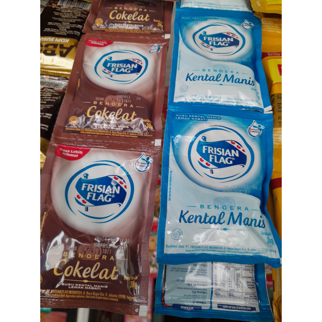 

SUSU KENTAL MANIS FRISIAN FLAG BENDERA RENCENG ISI 6 SACHET PUTIH COKLAT