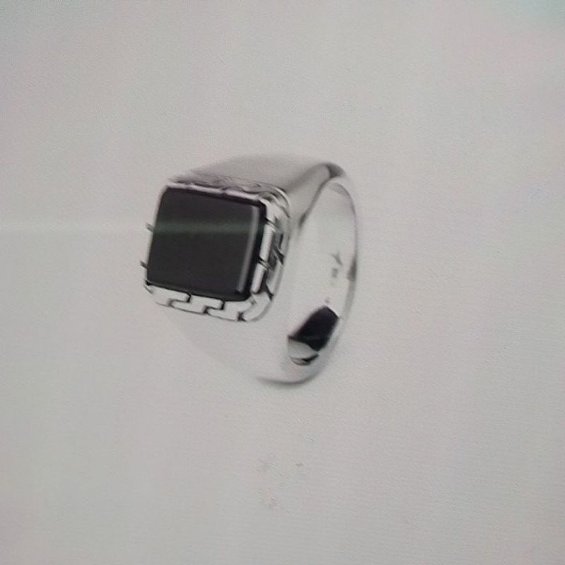 cincin titanium pria keren anti karat silver hitam