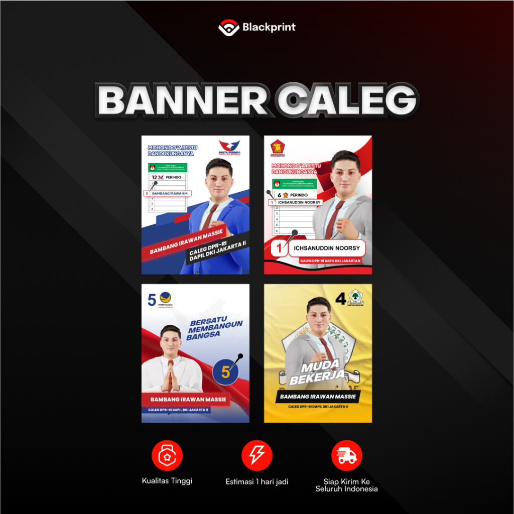 Banner Caleg 50 X 70 CM + Free Template Design / MMT CALEG