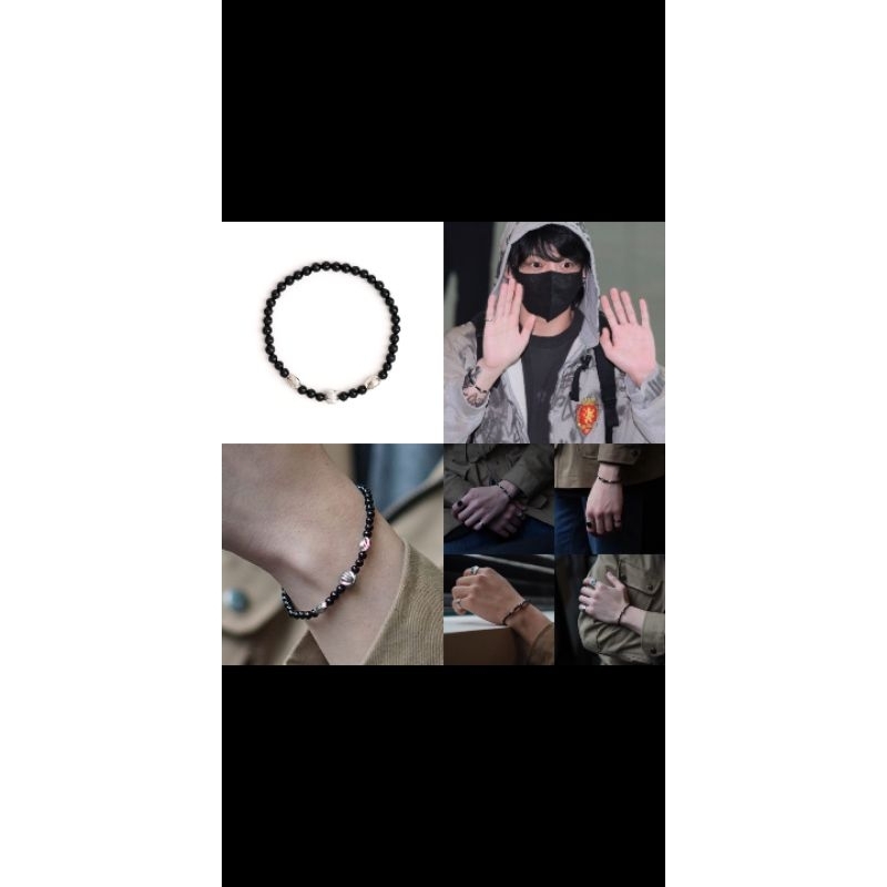 DP JUNGKOOK BRACELET - Thin onyx layered bracelet male female student couple item