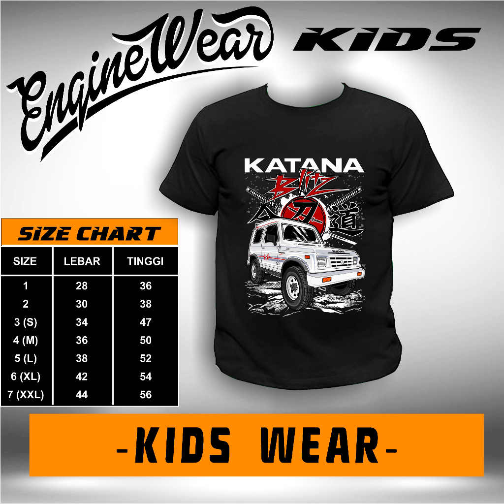 kaos anak katana blitz tshirt suzuki katana anak baju mobil suzuki jimny katana kaos jeep offroad 4x