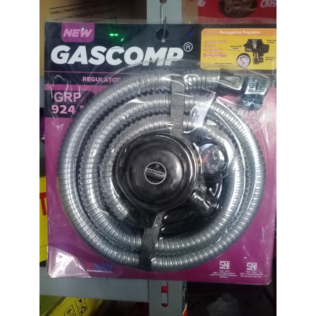 Regulator GASCOMP Meter + Selang Gas Flexibel 1,8 GRP-924E