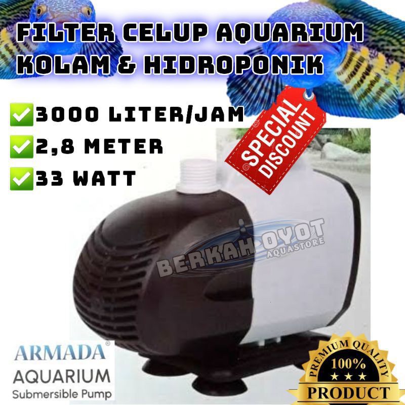 POMPA KOLAM HIDROPONIK ARMADA 105 A 3000 liter/jam