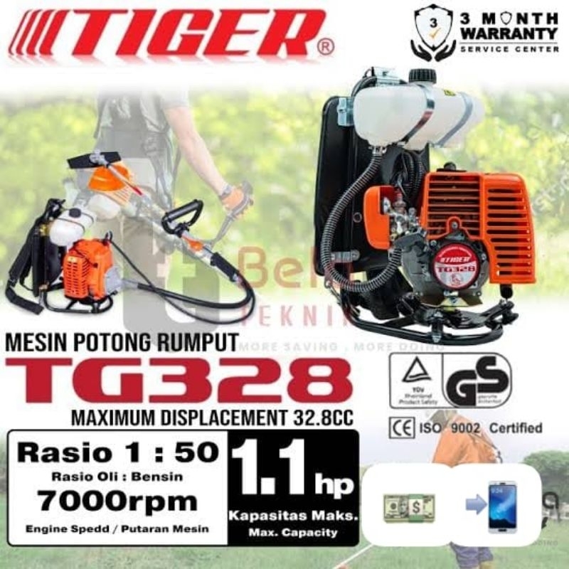 PEMOTONG RUMPUT TG328 Tenaga 7000rpm joss