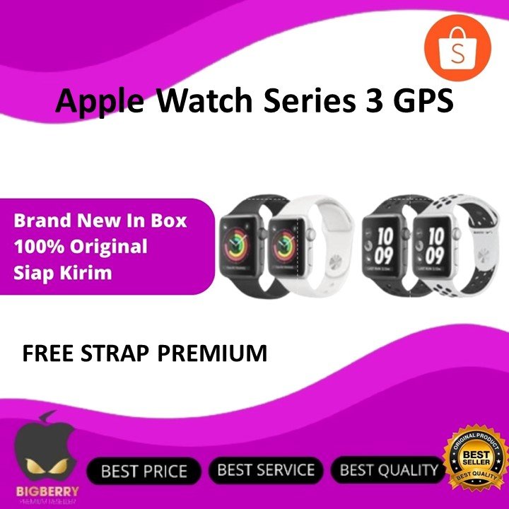 New dan CPO Apple Watch Series 3 GPS 38mm-42mm Gray Grey Black/Silver White Nike Sport Band Alumuniu