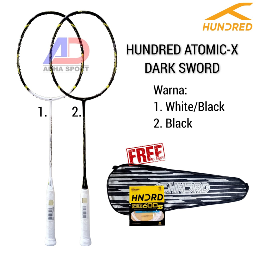 Hundred Atomic-X Dark Sword Raket Badminton Bulutangkis Original Adha Sport