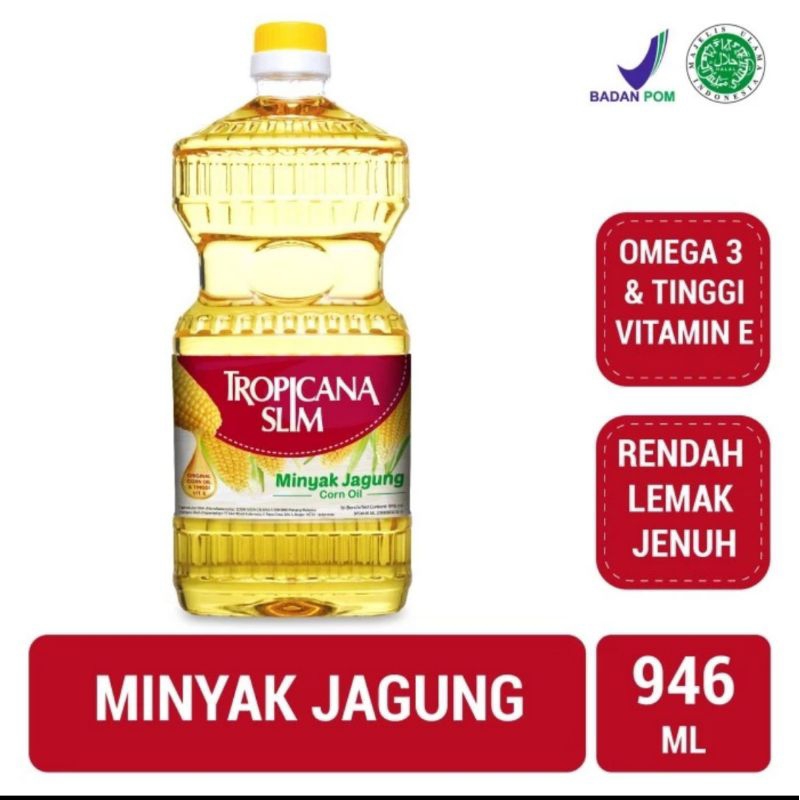 

Minyak jagung tropicana slim 1 l lt 1lt 1l ( netto 946 ml 946ml ) corn oil