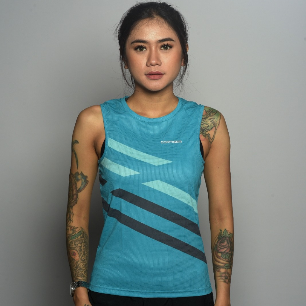 Jersey lari pria Cortiger Jersey lari wanita Cortiger  - CORE PRIMO "SINGLET RUNNING LINEA TURQOISE 