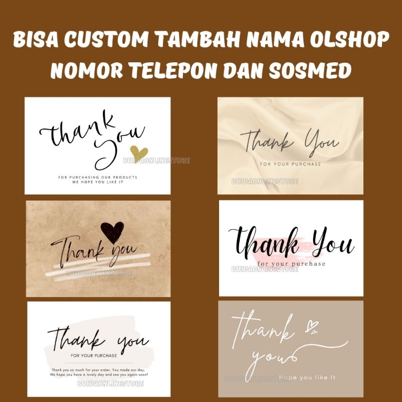 

Kartu Ucapan Thank You label stiker sticker terima kasih thanks for your purchase order bisa custom nama olshop tulisan