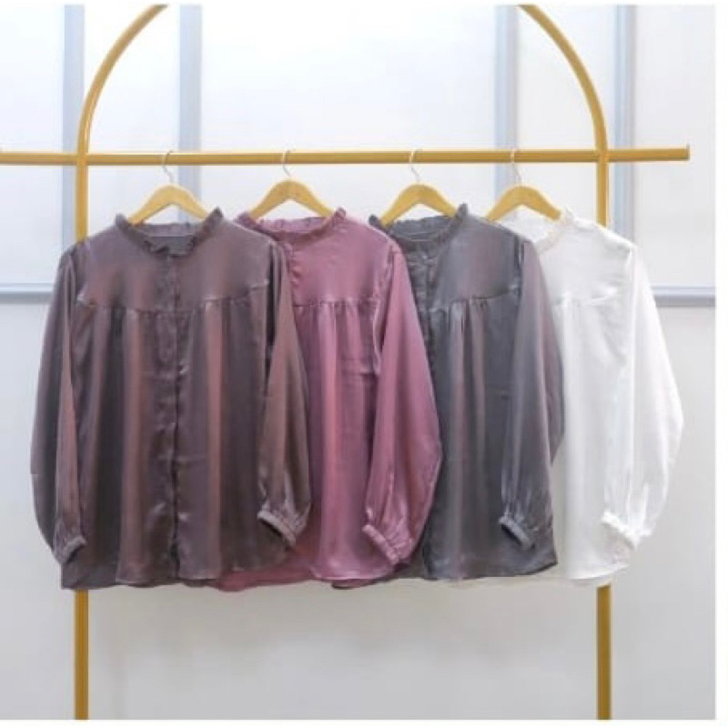 Blouse polos bahan crinkle silk