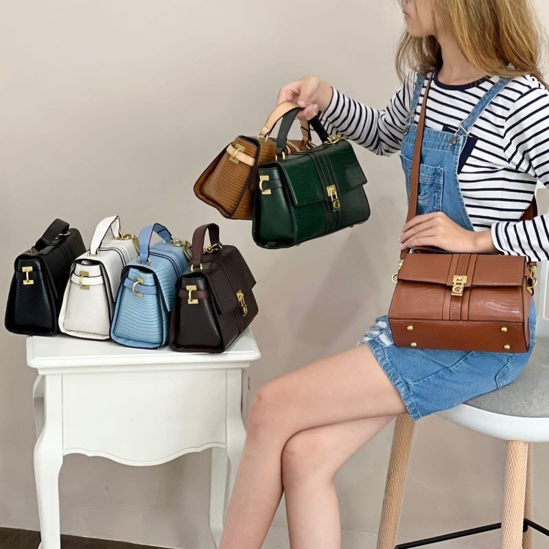 Guess Ginevra Croco Top Handle Flap Bag Original / Tas Guess Original