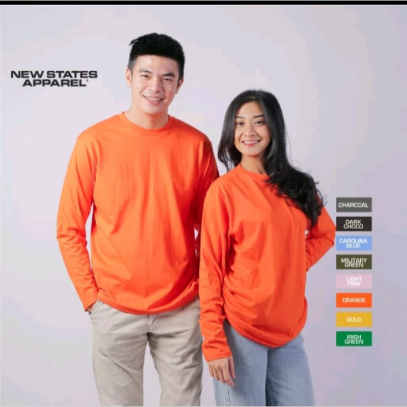 Baju kaos polos lengan panjang pria dan wanita import 100% original premium cotton combed 24s