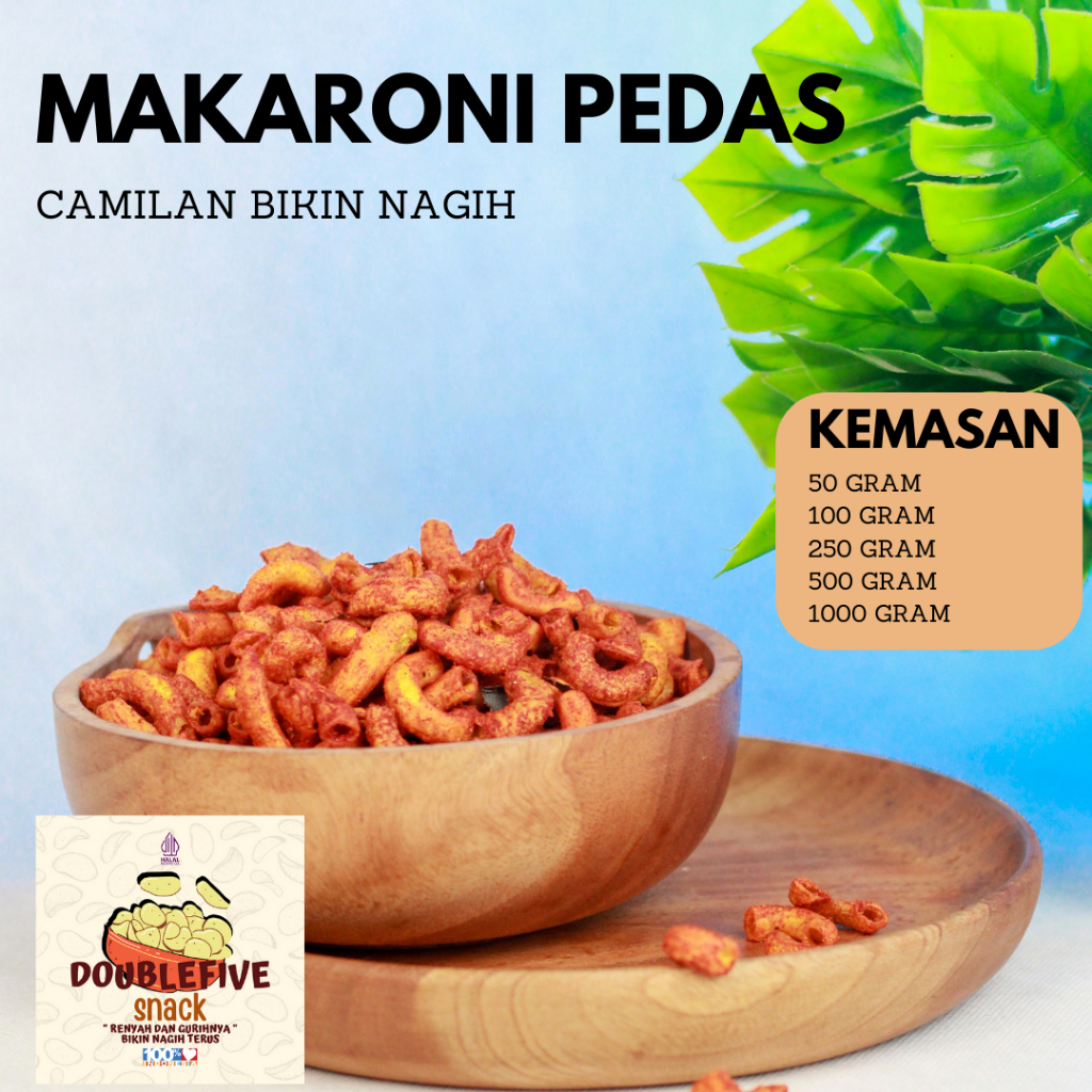 

Makaroni bantat kriuk Extra pedas daun jeruk isi 250 Gram promo Snack Macaroni Cemilan Makroni