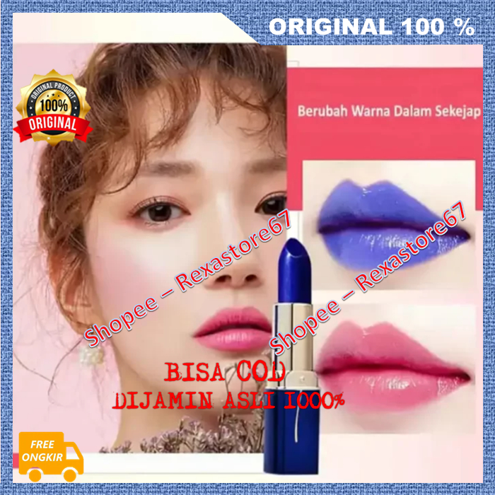 Lipstik Magic Blue Lipstik Biru Berubah Warna Jadi Cantik  Longlasting Waterproof ASLI