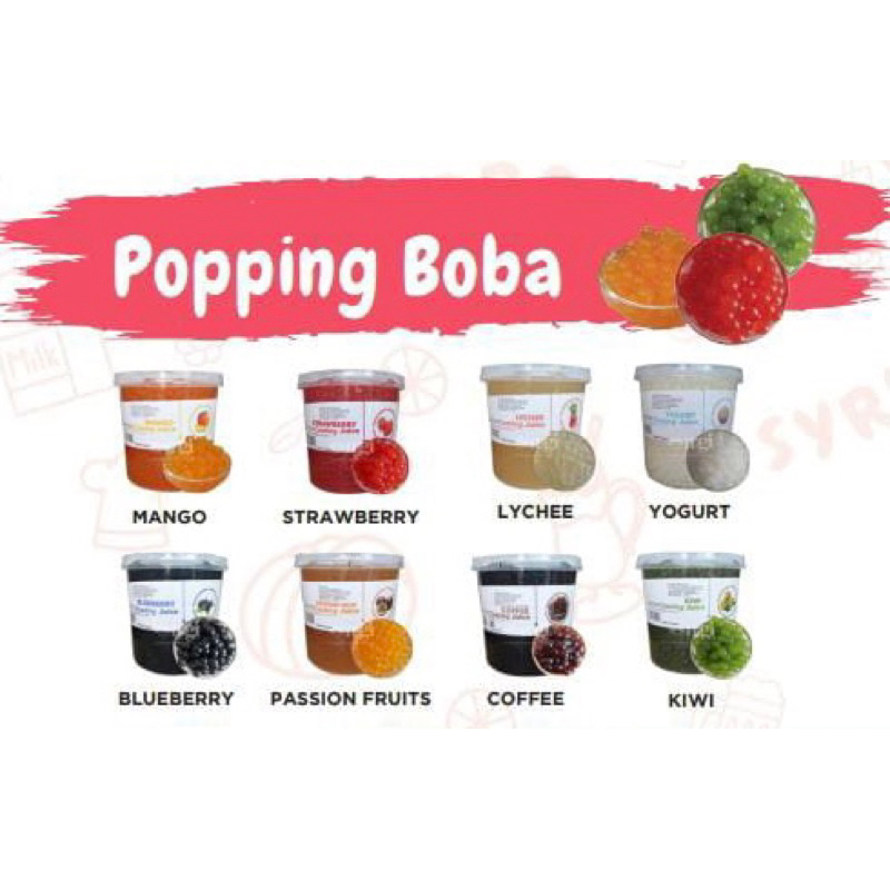 

POPPING BOBA + BUBBLE WRAP Taiwan 1 Kg Halal Mango/ Leci / Strawberry