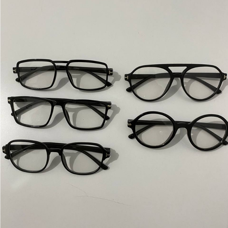 Kacamata Frame Pria Wanita Hitam Lensa Transparan/Casual