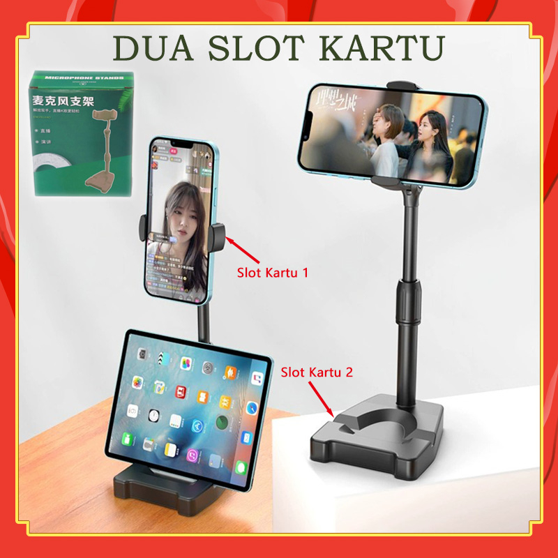 2IN1 Standing Holder HP Penyangga Broadcasting Putar Stand Siaran Langsung Seluler  Adjustable  360
