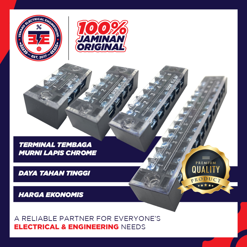 Terminal Block Kaca 15A TB-1503 TB-1504 TB-1506 TB-1512 3P 4P 6P 12P
