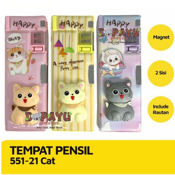 

Kotak Pensil Magnet Anak XPM 551-21 3D motif Kucing Pencil Case Cat