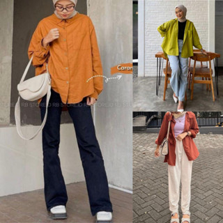 JITO INC - KEMEJA WANITA OVERSIZED LINEN IMPORT 8091