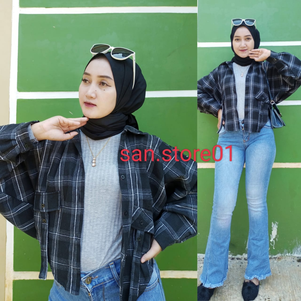KEMEJA BATWING KOREA TERBARU | OUTER BALON | KEMEJA FLANEL WANITA | KEMEJA OVERSIZE