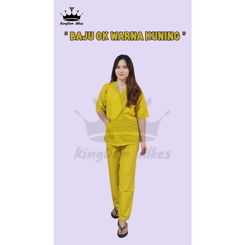 Baju OK / Baju Jaga Medis Warna Kuning Mustard