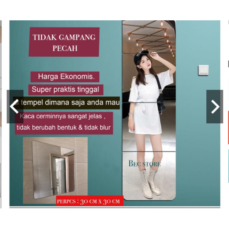 Miror DROMMARE Acrylic Plastic Stiker Tempel Wallpaper Kaca Kamar Mandi