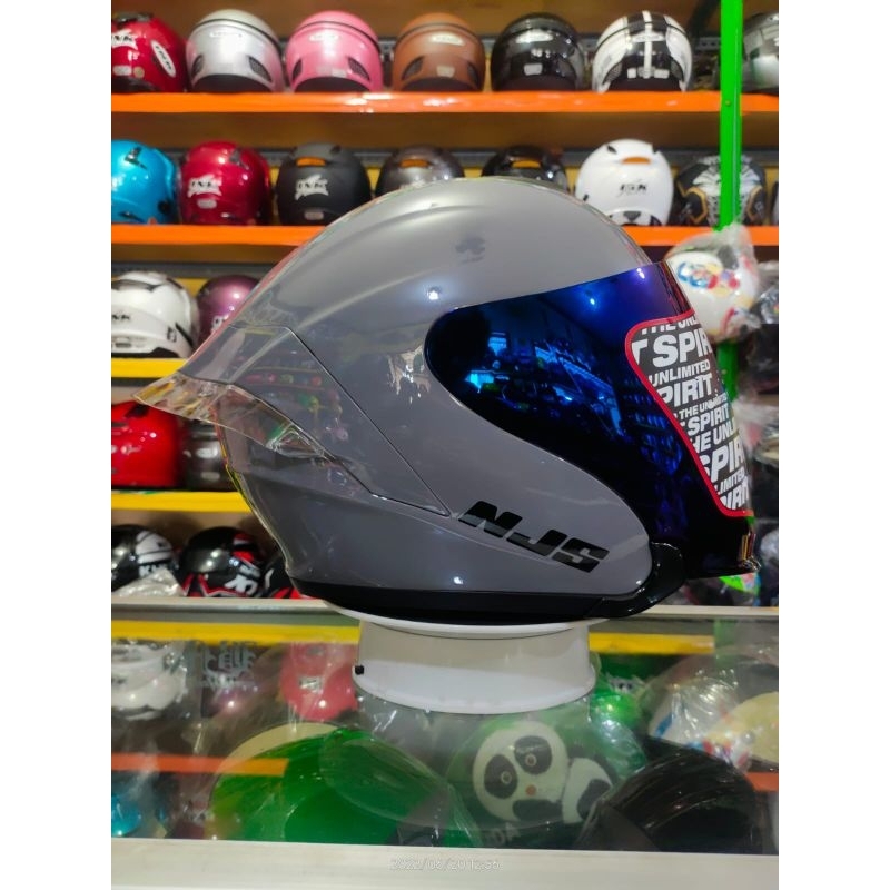HELM NJS KAIROZ STONE GREY DAN WHITE PAKET GANTENG