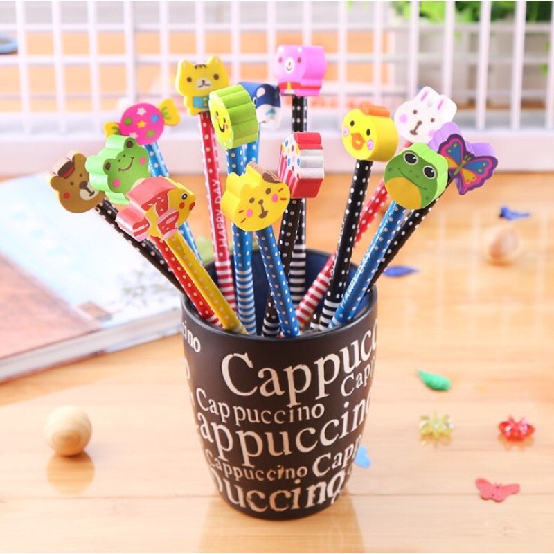 

pensil set penghapus motif karakter lucu murah / peralatan sekolah