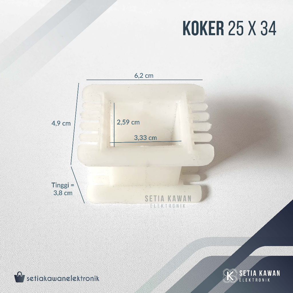 Koker Trafo Kotak 25x34 / Bobin Bobbin Dudukan Besi Plat Keren Kern Travo Tahan Panas Bahan Plastik 