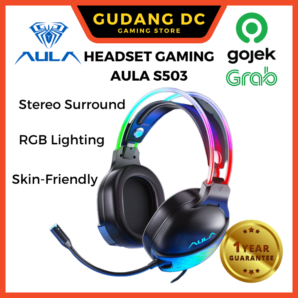 Headset Gaming USB Streamer Light RGB Running Headphone Game AULA S503