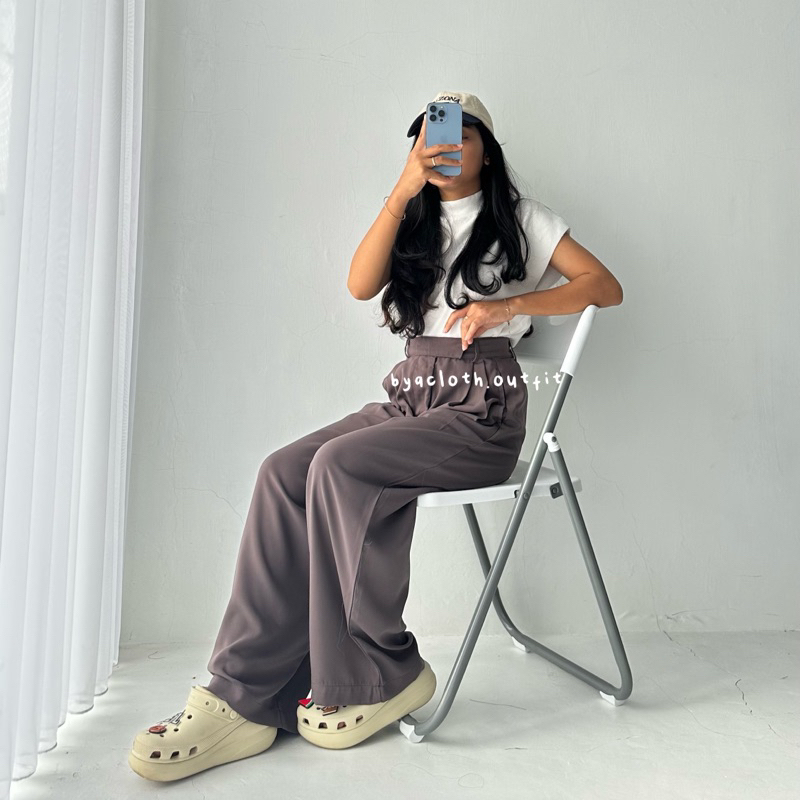 BYACLOTH Zupa Loose Pants Trousers Wanita Celana Anti Kusut - Celana Kulot Wanita - Celana Kantor Formal Casual