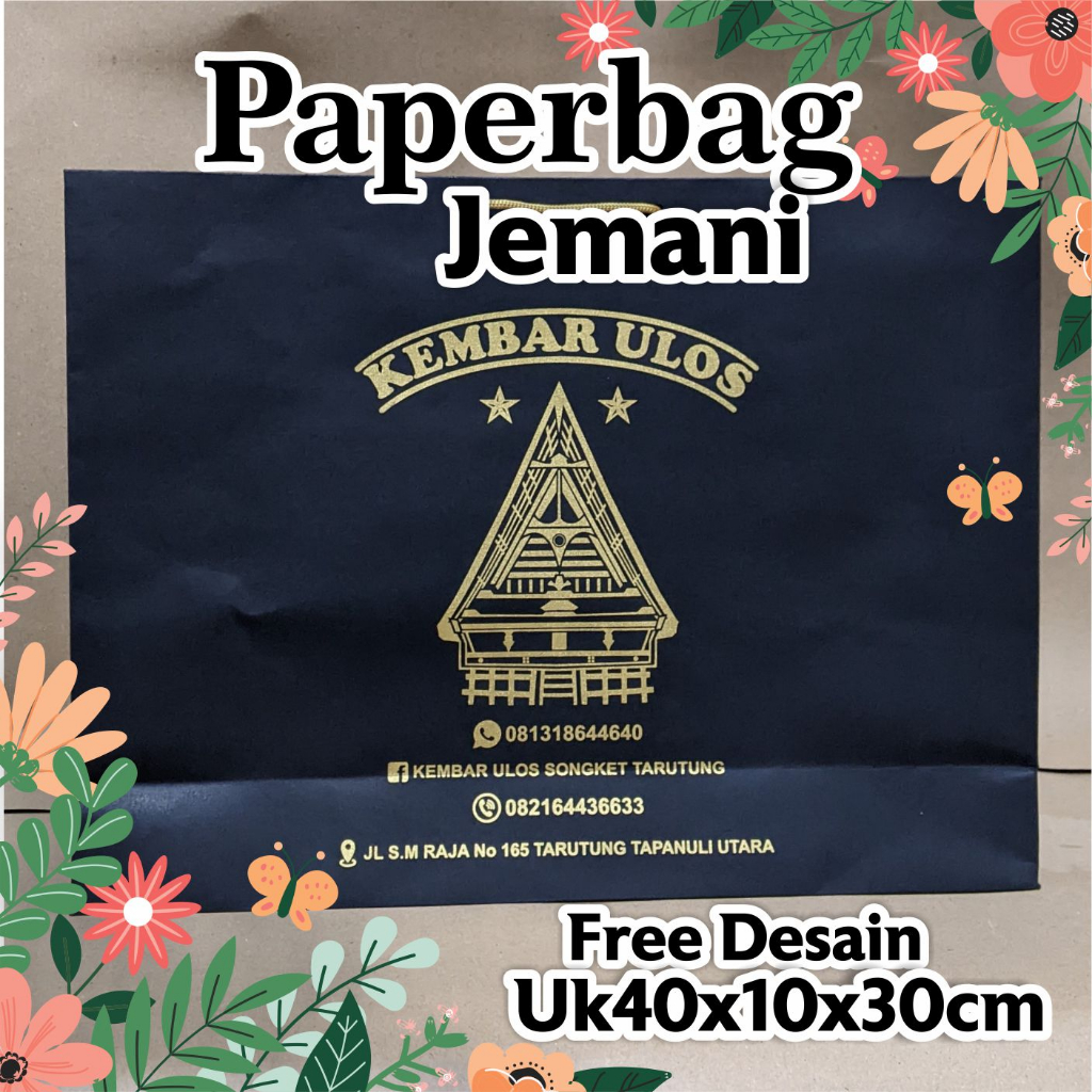 

Paperbag warna hitam jemani dengan sablon warna emas free desain