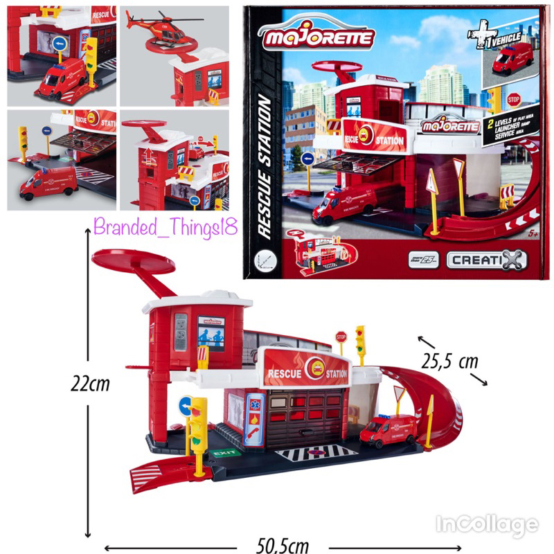 Majorette Rescue Station Fire Brigade Diecast Track Trek Die cast Creatix Original Dickie Toys Toy M
