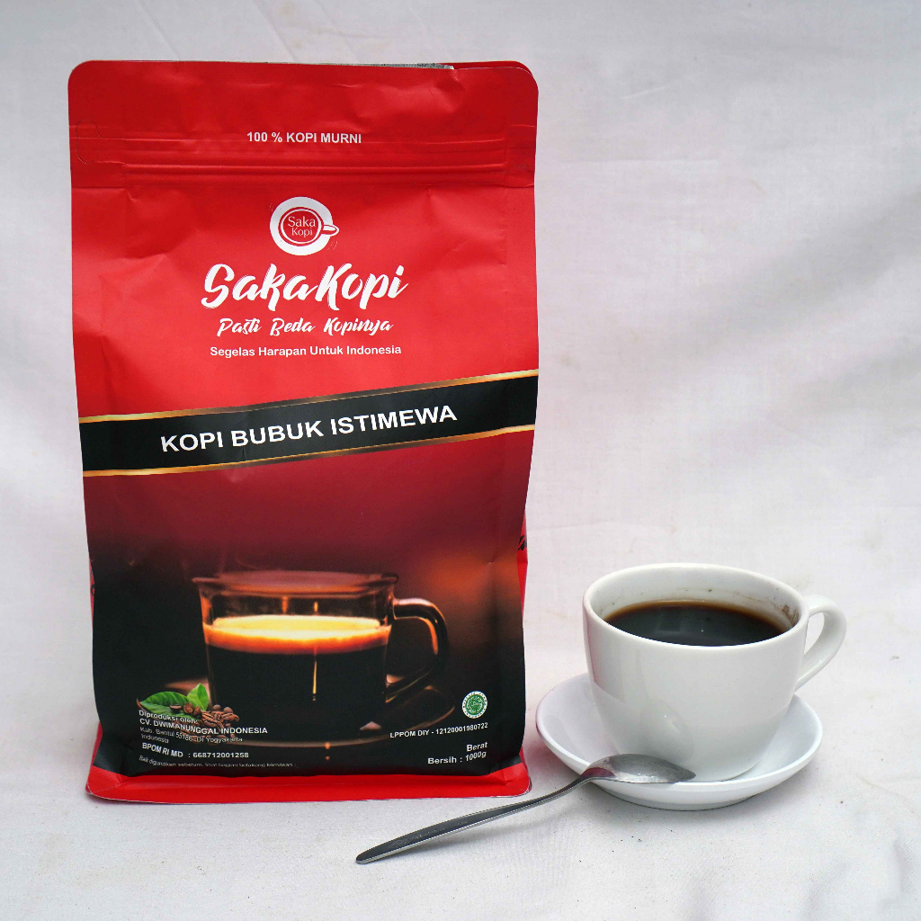 

KOPI MURNI BUBUK 500 GRAM BPOM DAN HALAL RESMI SAKA KOPI ORIGINAL