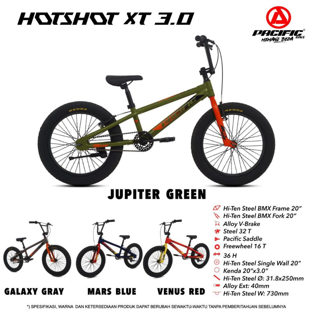 SEPEDA BMX 20 PACIFIC HOTSHOT XT 3.0 BAN JUMBO BESAR