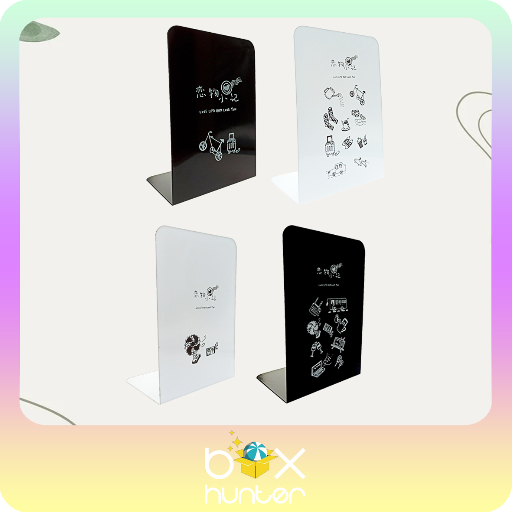 

BOOK END WHITE BLACK | Sandaran Penyangga Pembatas Buku Hitam Putih