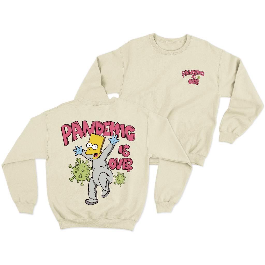 KOTASWEATER Basic Sweater  Pandemic Is Over ( Sablon Depan Belakang ) Size M-XXL ( Pria & Wanita )