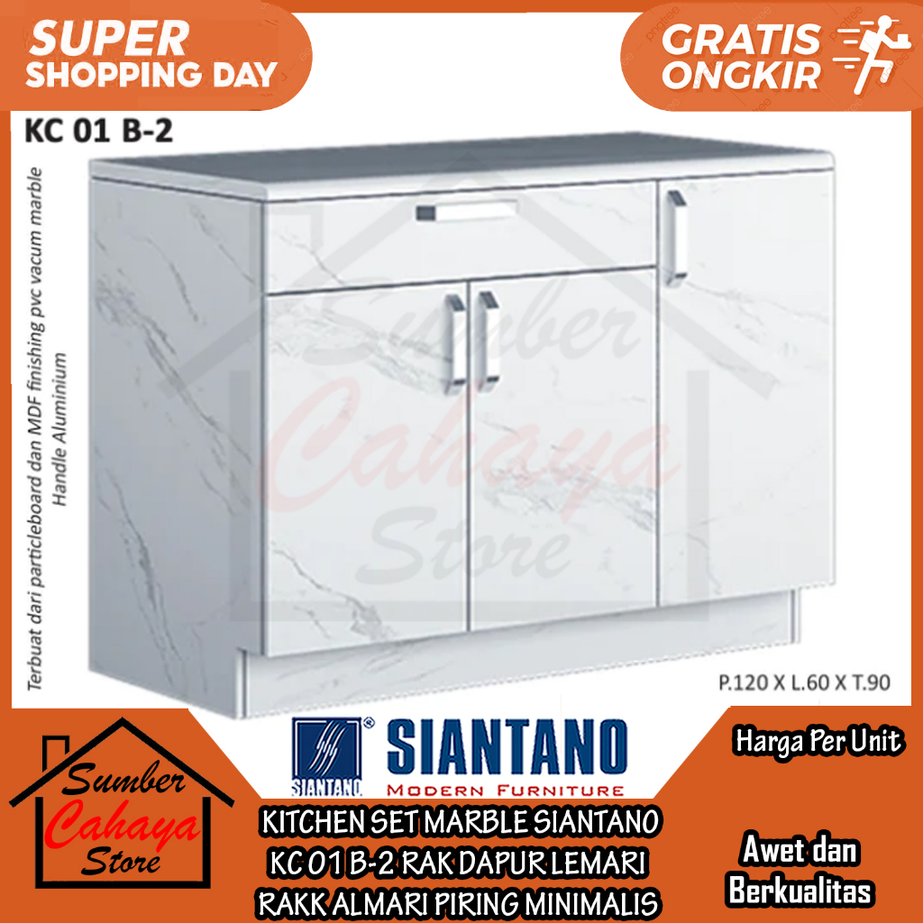 [Kargo] RAK DAPUR MARBLE MARMER MINIMALIS KITCHEN SET SIANTANO KC 01 B-2 RACK CABINET KABINET RAKK N