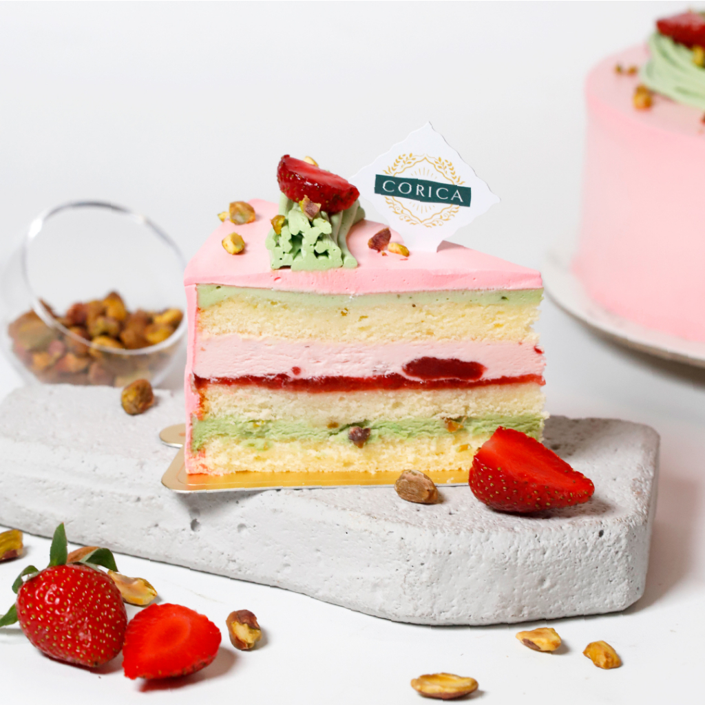 

Strawberry Pistachio - Cake Slice - Corica Pastries