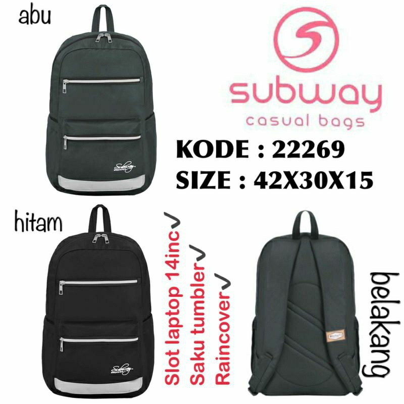 Tas Ransel Sekolah Perempuan Original Subway 22269 Abu Hitam Tas Subway Murah