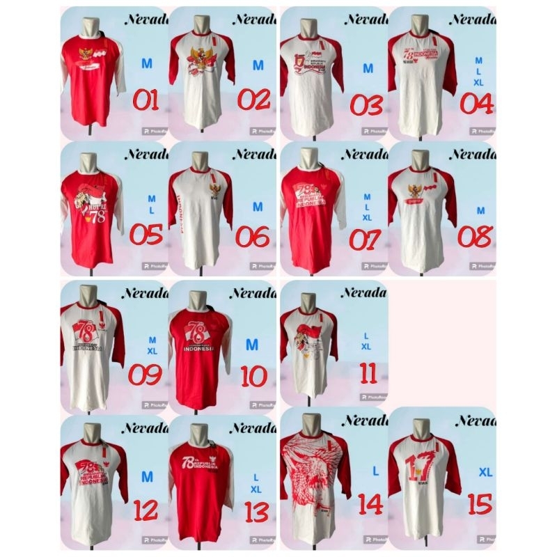 NEVADA kaos Raglan edisi Kemerdekaan Merah Putih Baju 17an Agustusan