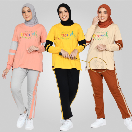 Setelan Baju Olahraga Wanita Muslim Azdari AZR 03 - Oneset Sport Seragaman Senam Lari Jumbo