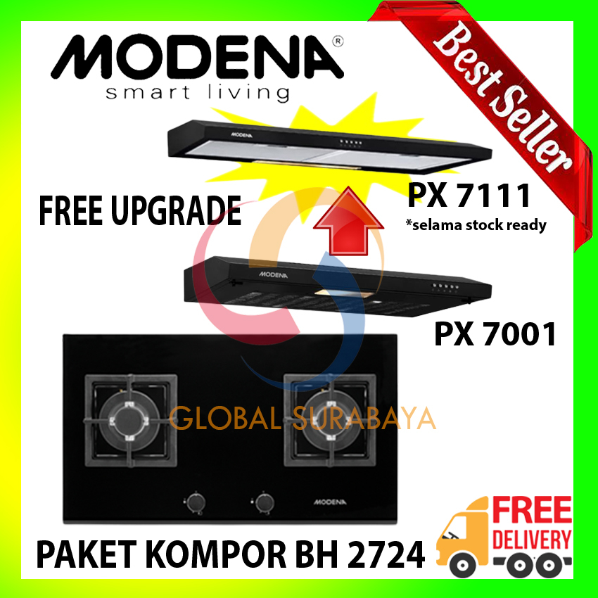 Paket Kompor Tanam Modena BH 2724 Dan Cooker Hood PX 7001