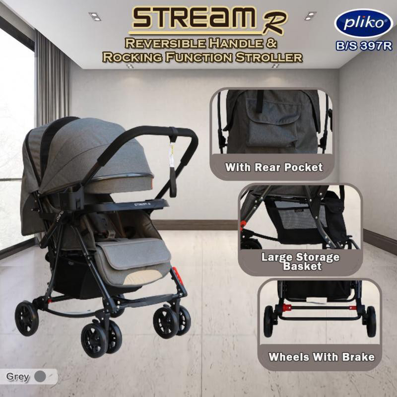 Stroller PLIKO Stream R 397 Grey