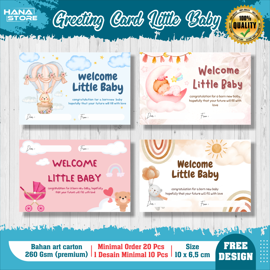 Greeting Card LITTLE BABY - Greeting Card Baby New Born - Kartu Ucapan Bayi Baru Lahir - Litlle One