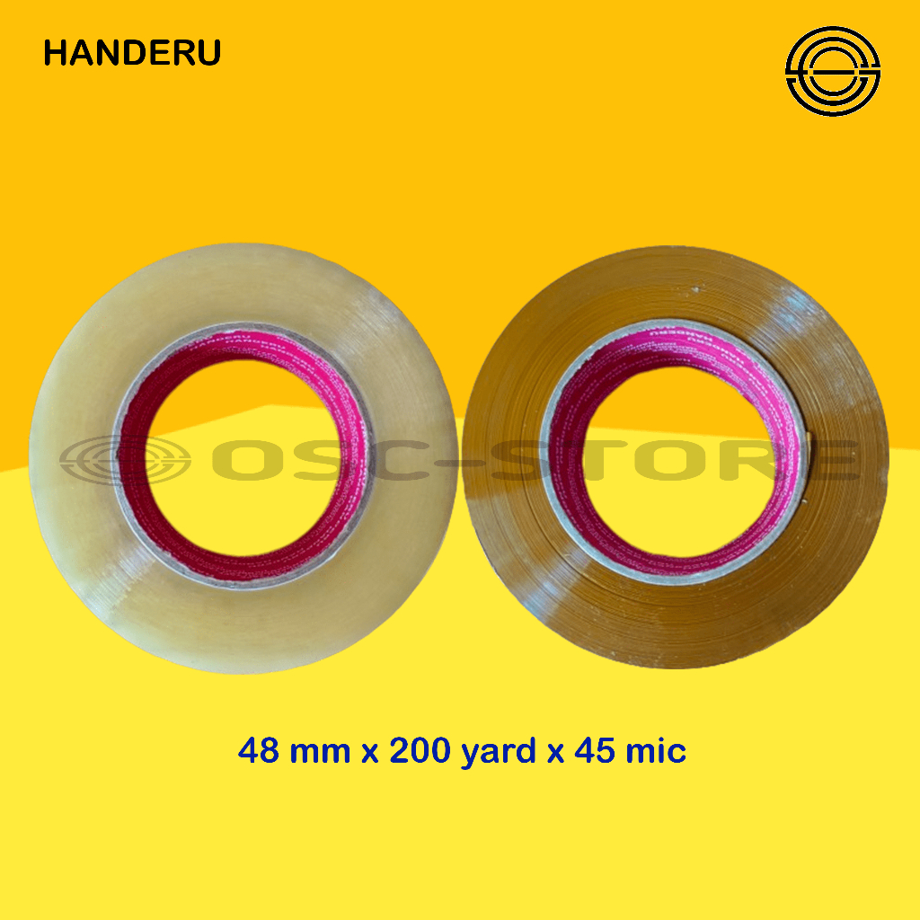 

[OSC-STORE] Lakban OPP Tape merk Handeru HDR Bening Coklat 200 Yard (48mm x 200yard x 45mic)