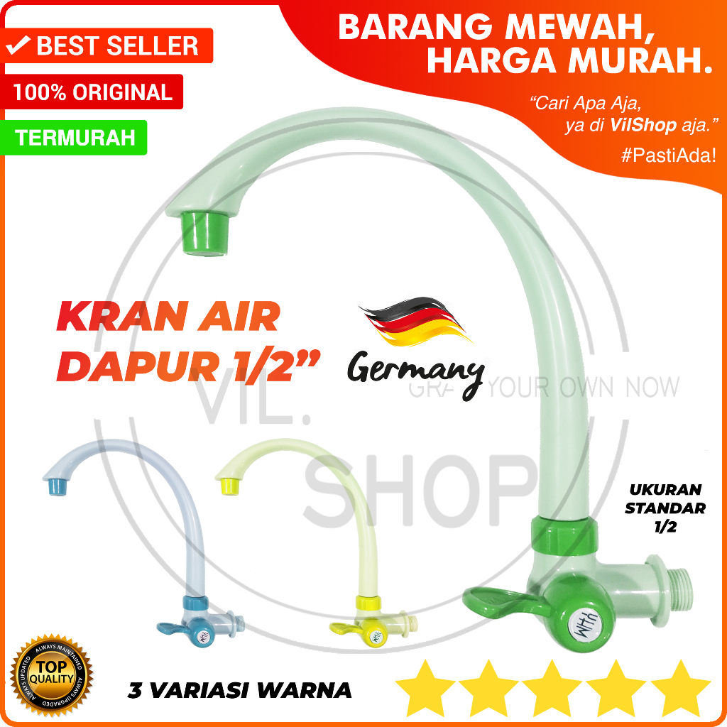 KRAN AIR DAPUR MODEL ANGSA 1/2" KERAN BAK CUCI PIRING CUCI TANGAN PVC WASTAFEL TEMBOK 1/2 INCH INCI 