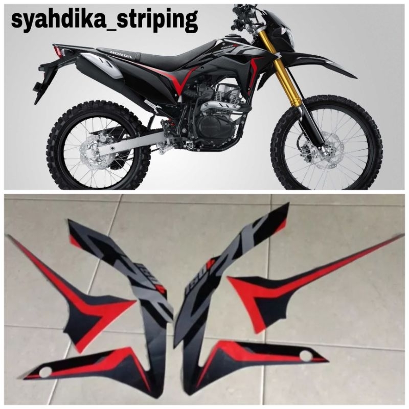STIKER STRIPING LIS BODY HONDA CRF 150 L 2018 2019 HITAM BAHAN ORIGINAL