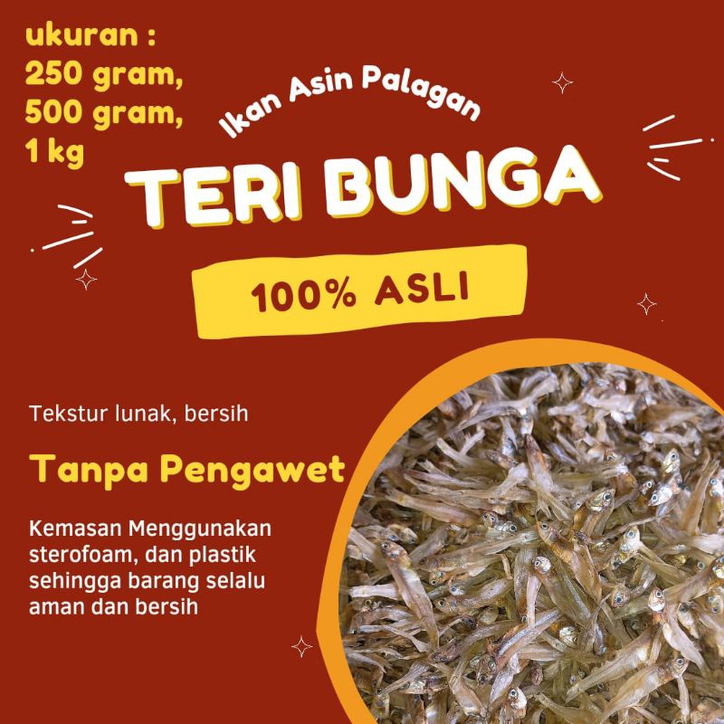 

Ikan Asin Teri Bunga Kualitas Baik Harga Murah Grosir, Ukuran 250 gr, 500 gr, 1 kg